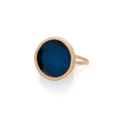 Χειροποίητο Δαχτυλίδι με Μπλε Σμάλτο Κ14