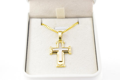 γυναικα 14K Gold Cross Pendant with Cubic Zirconia – Solid Gold Religious Necklace for Men & Women, Elegant Baptism Gift, Christian Jewelry