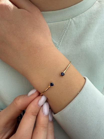 14K Gold Solid Bangle Sapphire,Luxury Sapphire Bangle, Bridal & Engagement Bangle,Bangle Sapphire Bracelet,Dainty Sapphire Bracelet