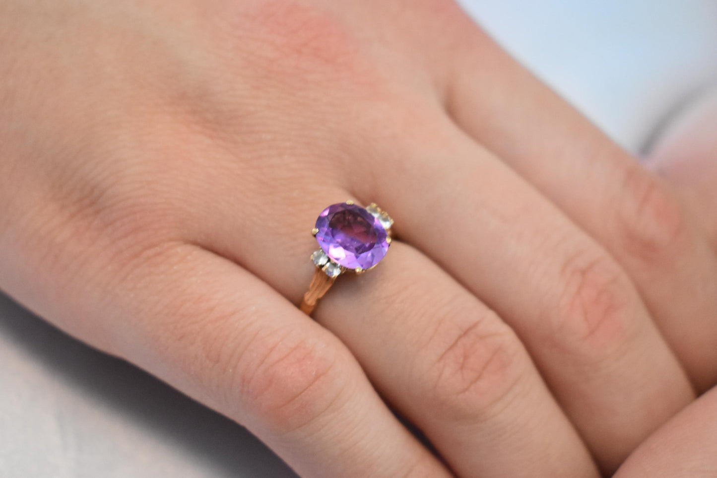 14K Solid Gold Amethyst Ring,Amethyst Stackable Ring,Wedding Stacking Ring,14K Amethyst Ring,Natural Amethyst,Ring for Women,Gift for Her