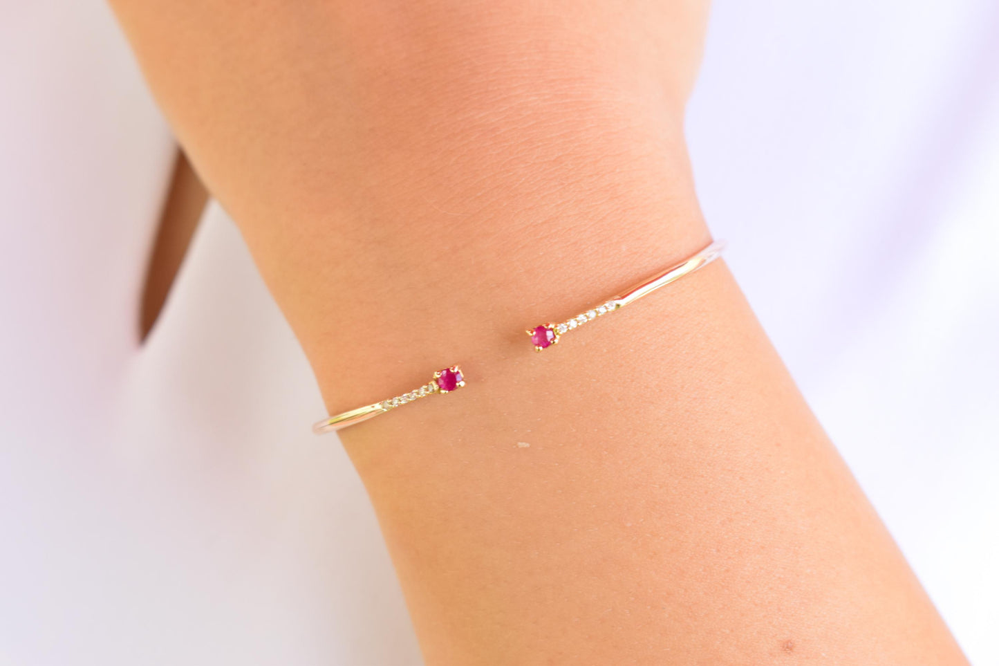 14K Gold Diamond VS/SI Bangle Bracelet,Ruby Gold Bangle Bracelet,Minimalist Bangle Bracelet,Plain Bangle,Bangle,Bracelet for Women,Mom Gift