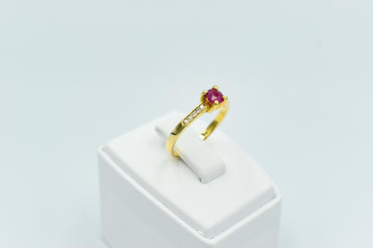 Χειροποίητο Μονόπετρο με Ορυκτό Ρουμπίνι & Διαμάντια Κ18