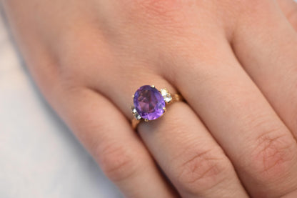 14K Solid Gold Amethyst Ring,Amethyst Stackable Ring,Wedding Stacking Ring,14K Amethyst Ring,Natural Amethyst,Ring for Women,Gift for Her