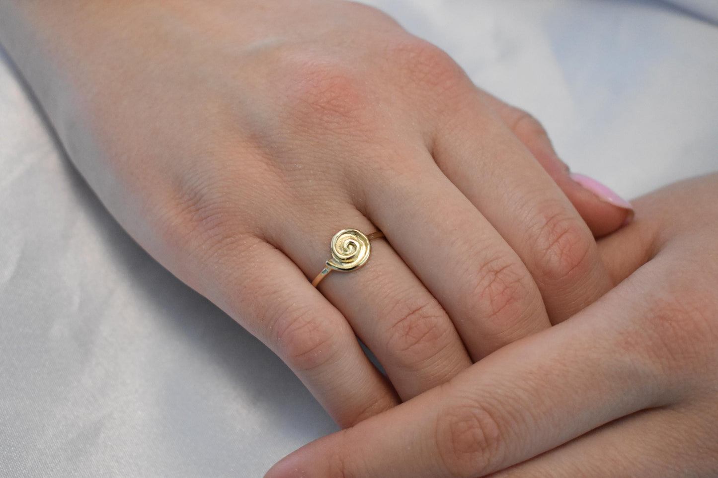 14K Solid Gold Swirl Ring,Gold Spiral Ring,Ancient Greek Jewellery,Stackable Jewellery Ring,Wedding Stacking Ring,Greek Summer Collection