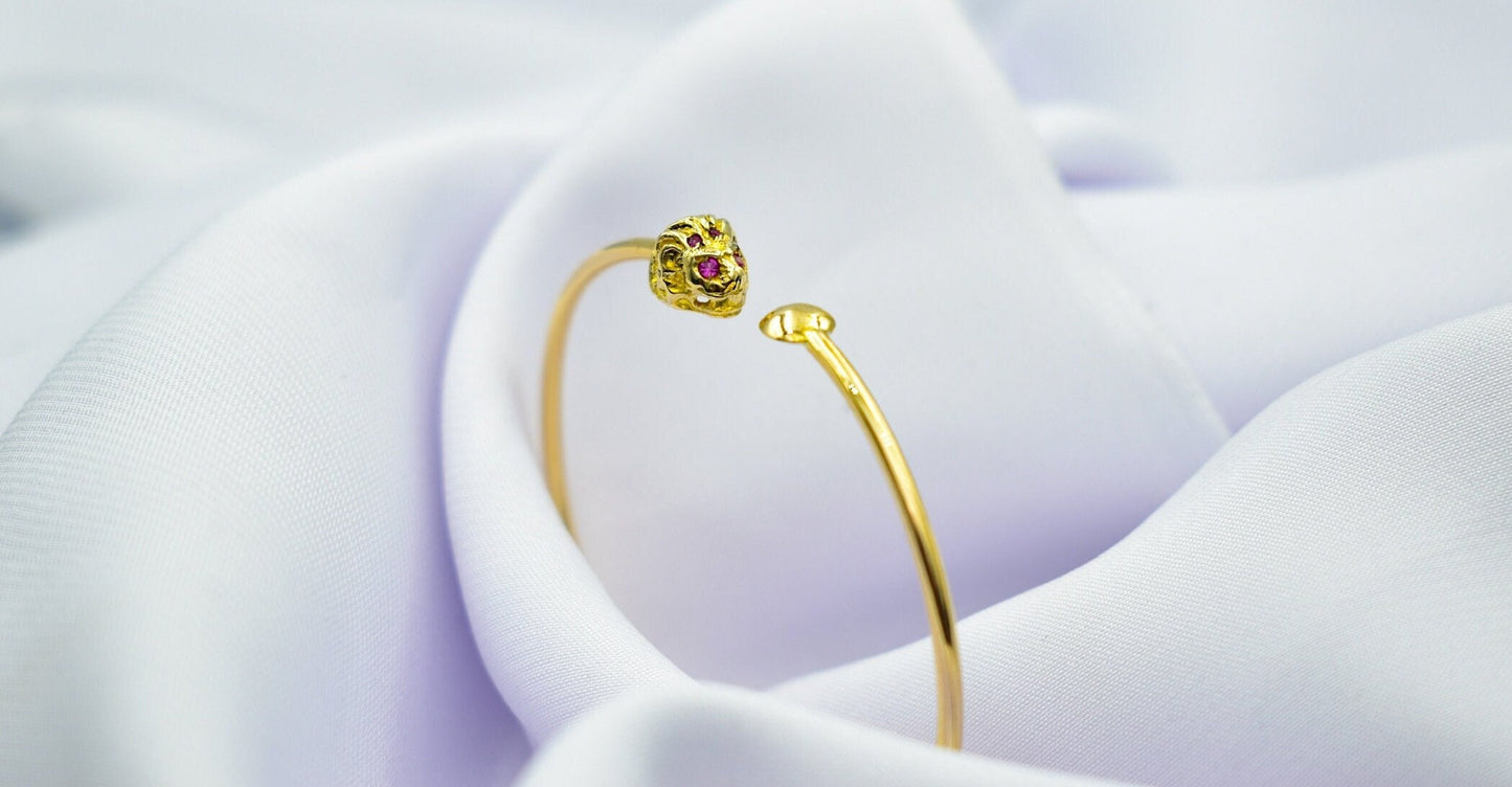 14K Gold Head Lion Bracelet,Symbol of Strength,Lion Gold Bracelet,Exclusive Ancient Greek Inspired Bracelet,Animal Collection
