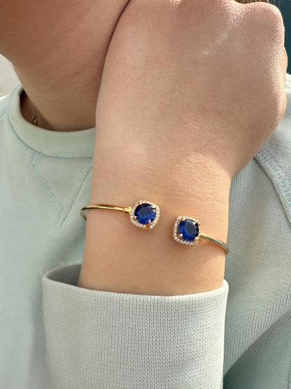 14K Gold Princess Inspired Large Blue Rosettes Bracelet,Wedding & Engagement Bracelet,Exclusive Premium Bracelet,Gift for Her