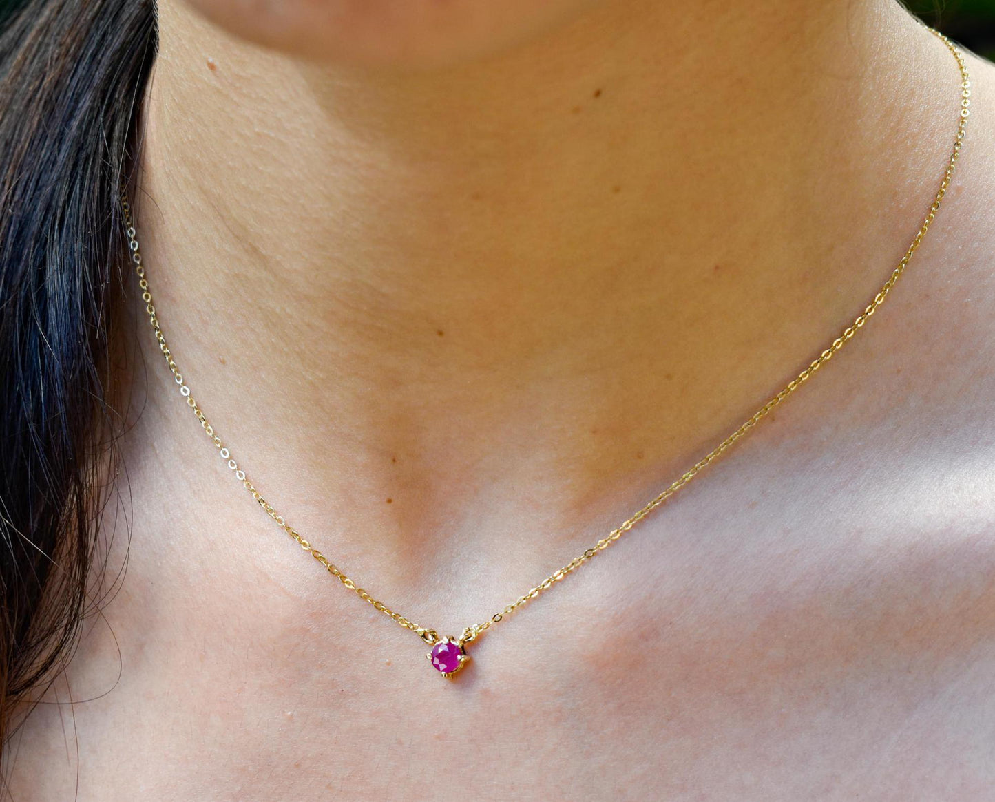 Κολιέ Μονόπετρο Ορυκτό Ρουμπίνι Κ14