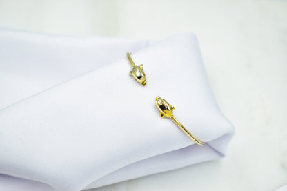 14k Gold Dolphin Bangle Bracelet,Dolphin Lovers Bracelet,Sea Animal Gold Bracelet Bangle,Summer Jewellery,Gift for Him & Her,Sea Collection