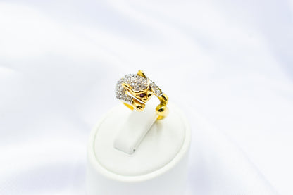 Χειροποίητο Δαχτυλίδι Πάνθηρας Pavé με Ζιργκόν & Ρουμπίνια