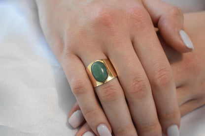 14K Solid Gold Aventurine Ring,Aventurine Ring,Engagement & Wedding Gold Ring,Statement Ring,Stackable Gold Ring,Forever Unique Gift for Her