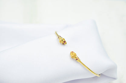 14K Gold Head Lion Bracelet,Gold Symbol of Strength,Lion Head Gold Bracelet,Elegant Ancient Greek Inspired Bracelet,Animal Gold Collection