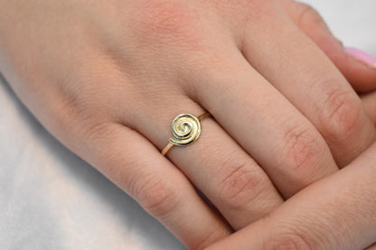 14K Solid Gold Swirl Ring,Gold Spiral Ring,Ancient Greek Jewellery,Stackable Jewellery Ring,Wedding Stacking Ring,Greek Summer Collection