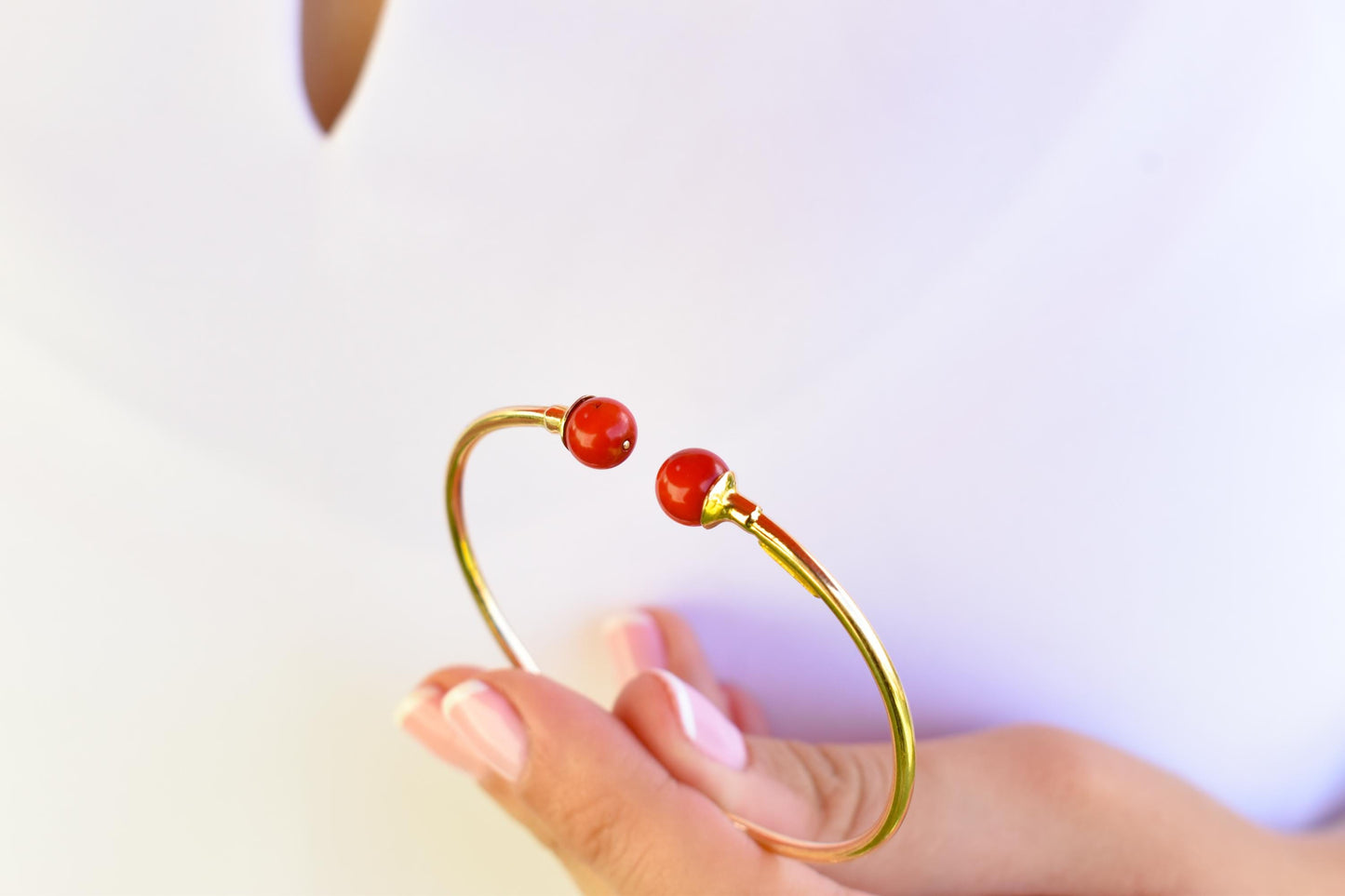 14K Gold Coral Bracelet,Coral Bangle Bracelet,Stacking Gold Bangle Bracelet,Minimal Bangle Bracelet,Summer Collection,Exclusive Gift for Her