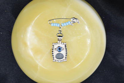 Φυλαχτό Χριστός Διπλής Όψης με Καρφίτσα Τυρκουάζ Κ14