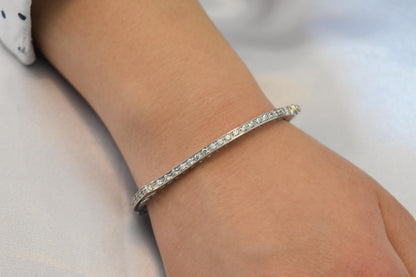 14K Solid Gold Tennis Bracelet,Gold Bangle Bracelet,Multi Stone Tennis Bangle for Women,Wedding & Engagement Bracelet,Gift for Her