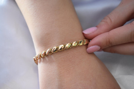 18K Solid Gold Cuban Bracelet,Link Bracelet,Gold Chain Bracelet,Dainty Chain Bracelet,Gift For Her,Women Mens Chain Bracelet,Christmas Gifts