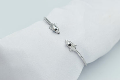 14k White Gold Dolphin Bangle Bracelet,Dolphin Bracelet,Gold Sea Animal Bracelet Bangle,Gold Summer Bracelet,Gift for Mom & Her