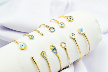 14K Gold Evil Eye Bracelet Turquoise,14K Protective Jewelry,14k Gold Bangle Bracelet,Diamond Dainty Gold Bracelet,Gift for Mom or Her
