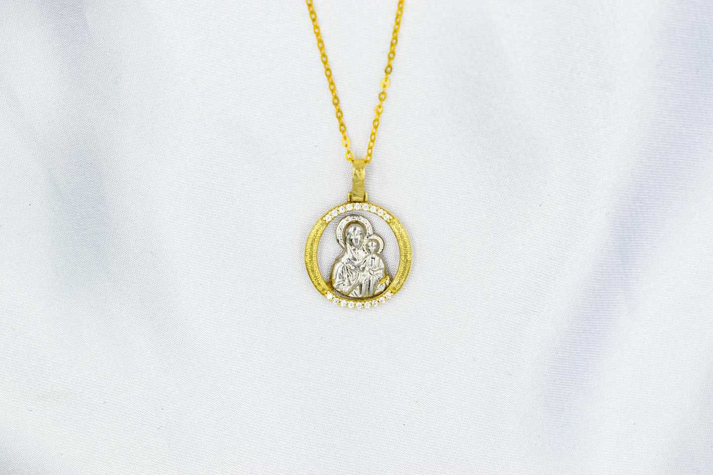 Παναγία με Χριστό παιδί σε Κύκλο με Ζιργκόν Κ14