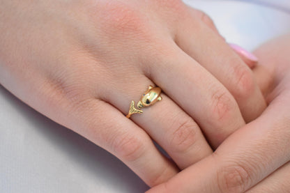 Dolphin 14K Solid Gold Ring,Gold Dolphin Band,Animal Sea Ring,Gift for Her,Minimalist Ring,Greek Summer Collection,Sea Life Jewellery