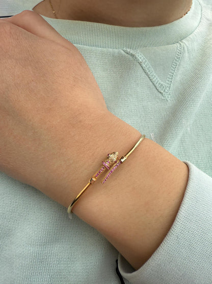 14K Serpent Bangle,Snake Gold Bangle Bracelet,Adjustable Animal Bangle,Chinese Calendar Jewel,Snake Handcrafted Bangle,Animal Collection