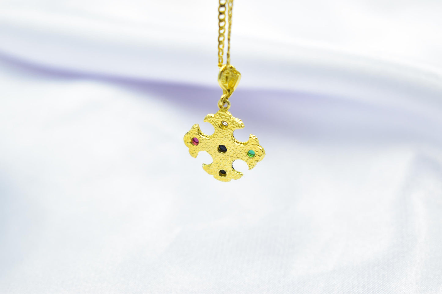 Βυζαντινός Χρυσός Σταυρός με Ζιργκόν 14Κ