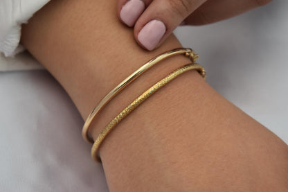 14k Thick Gold Classic Bangle Slip on Bracelet,Stacking Gold Bangle Bracelet,Elegance Minimalist Bangle,Plain Bangle,Gift for Mom & Her