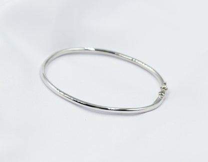 14k Thick White Gold Classic Bangle Slip on Bracelet,Stacking White Gold Bangle,Elegance Minimalist Bangle Bracelet,Bangle,14K Gold Bangle