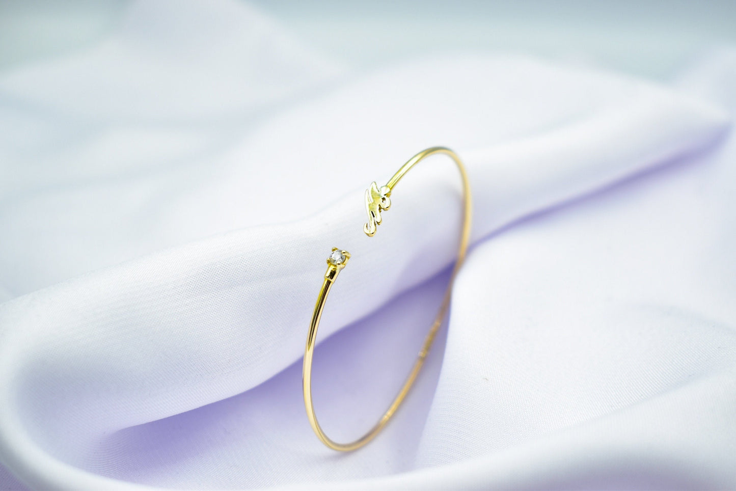 14K Gold Monogram Bracelet,Personalized (Every Initial Letter You Want) Gold Bangle Bracelet,Monogram Bangle,Gold Custom Bangle Bracelet