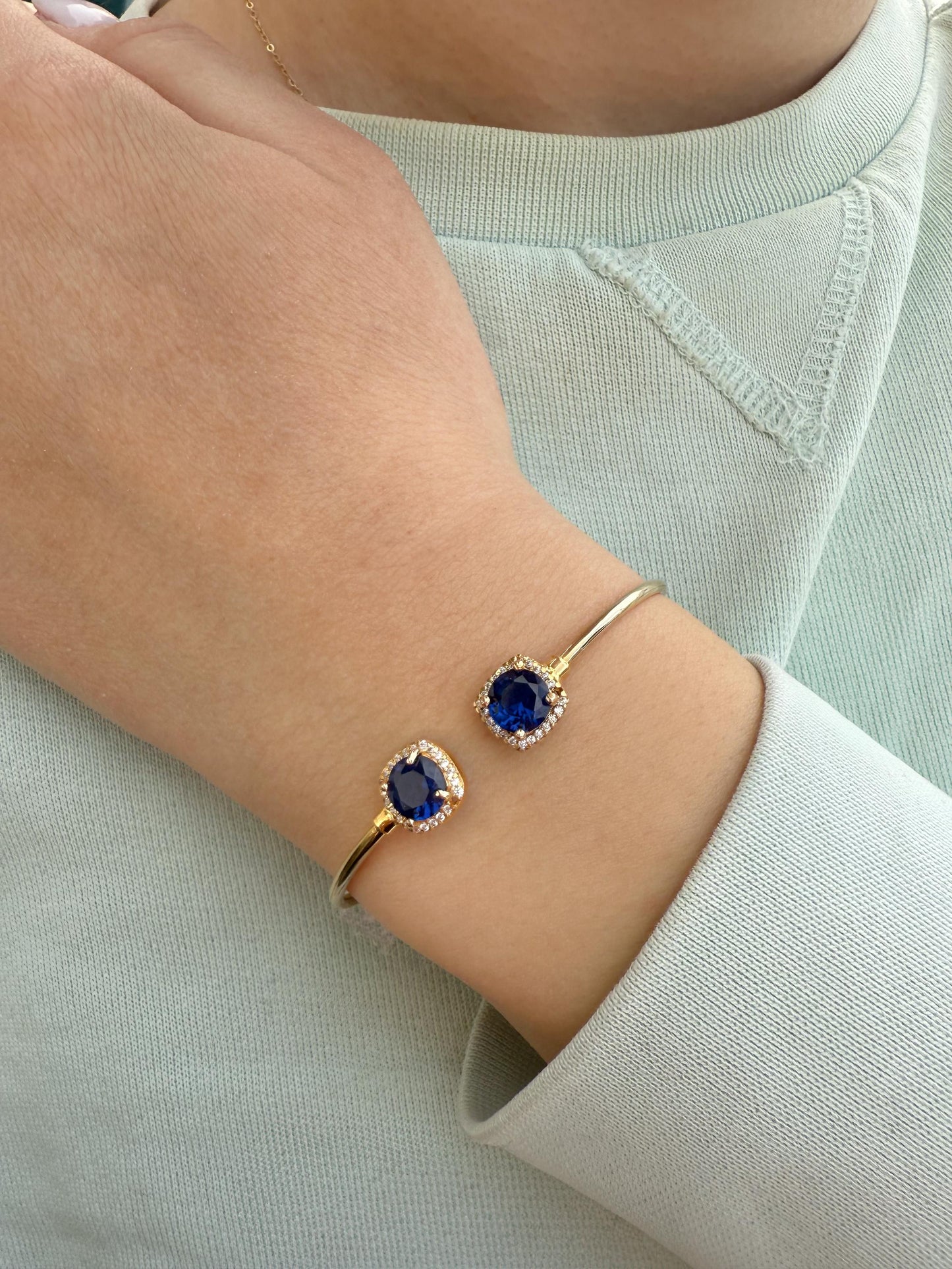 14K Gold Princess Inspired Large Blue Rosettes Bracelet,Wedding & Engagement Bracelet,Exclusive Premium Bracelet,Gift for Her