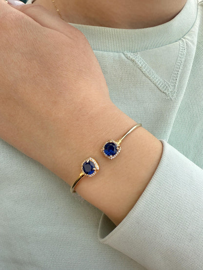 14K Gold Princess Inspired Large Blue Rosettes Bracelet,Wedding & Engagement Bracelet,Exclusive Premium Bracelet,Gift for Her