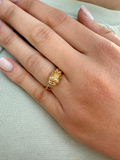 Χειροποίητο Δαχτυλίδι Λιοντάρι με Κόκκινα Ζιργκόν Κ14