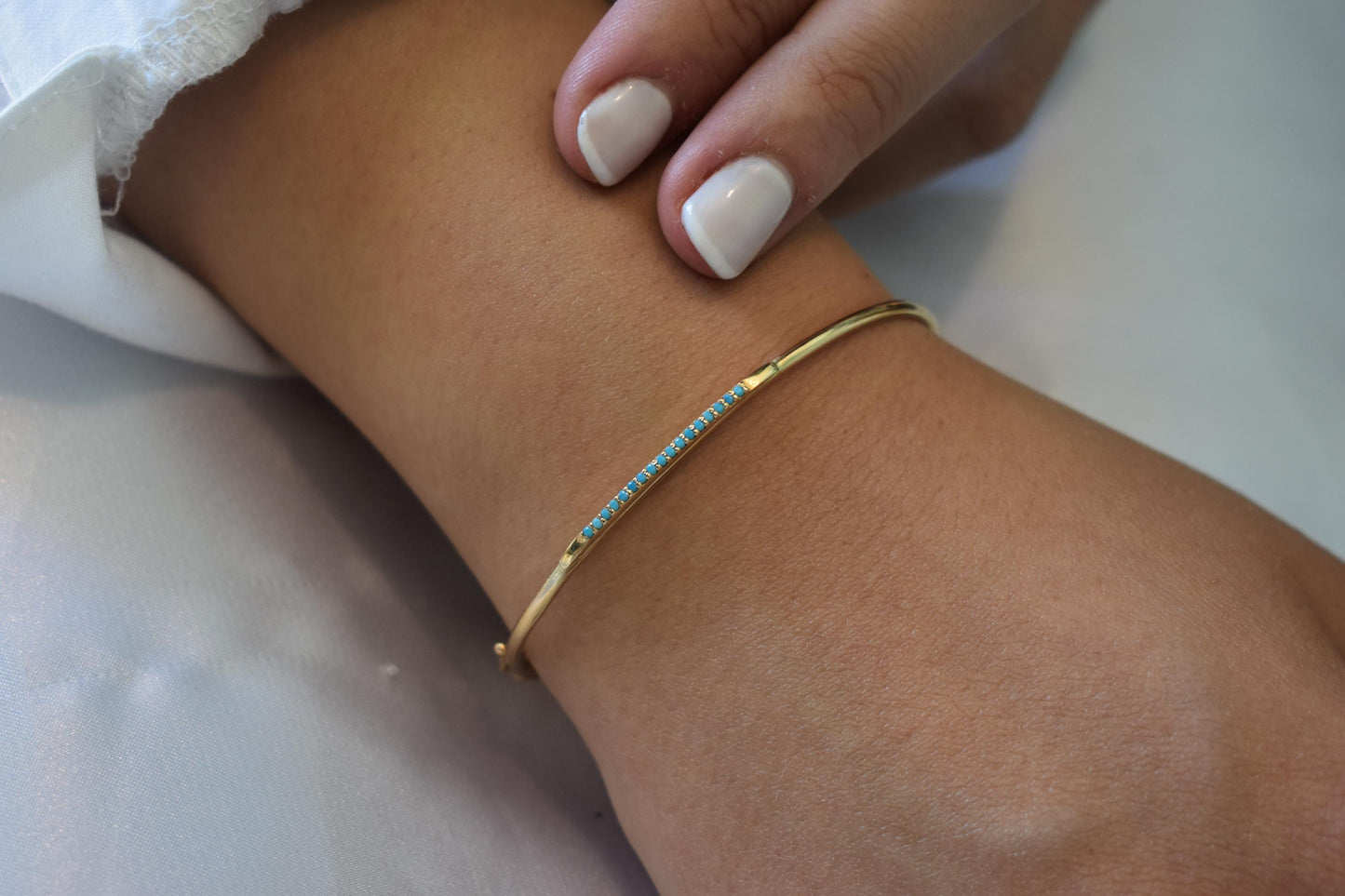 14K Gold Pave Bar Bracelet,Gold Everyday Bracelet Women,Handcrafted Ladies Dainty Line Bracelet,Elegant Stacking Bracelet Gift for Mom & Her