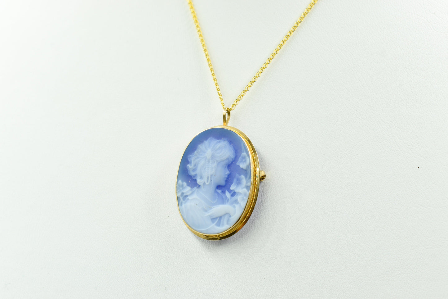 Χρυσό Καμέο σε Μπλε Όστρακο (Μεγάλο) 14Κ