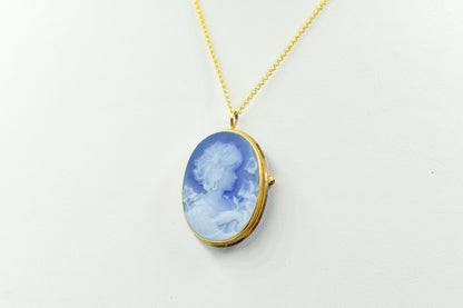 Χρυσό Καμέο σε Μπλε Όστρακο (Μεγάλο) 14Κ