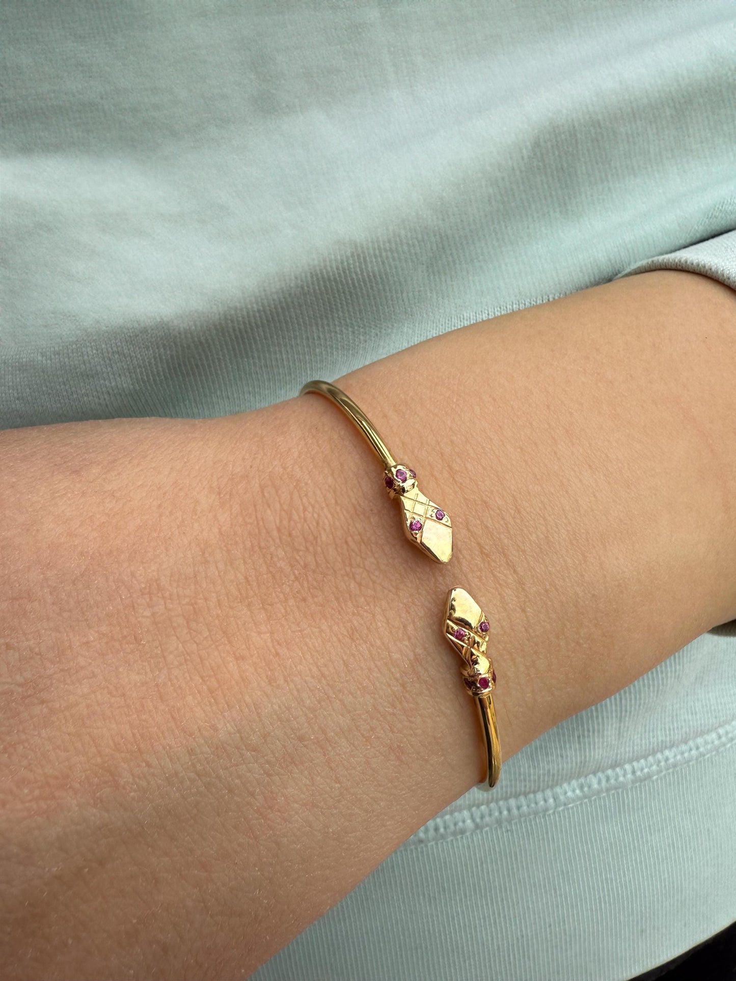 14K Snake Bracelet for Women,14K Gold Serpent Symbol Bracelet,Ancient Greek Animal Bracelet,Chinese Calendar Snake Bangle Bracelet