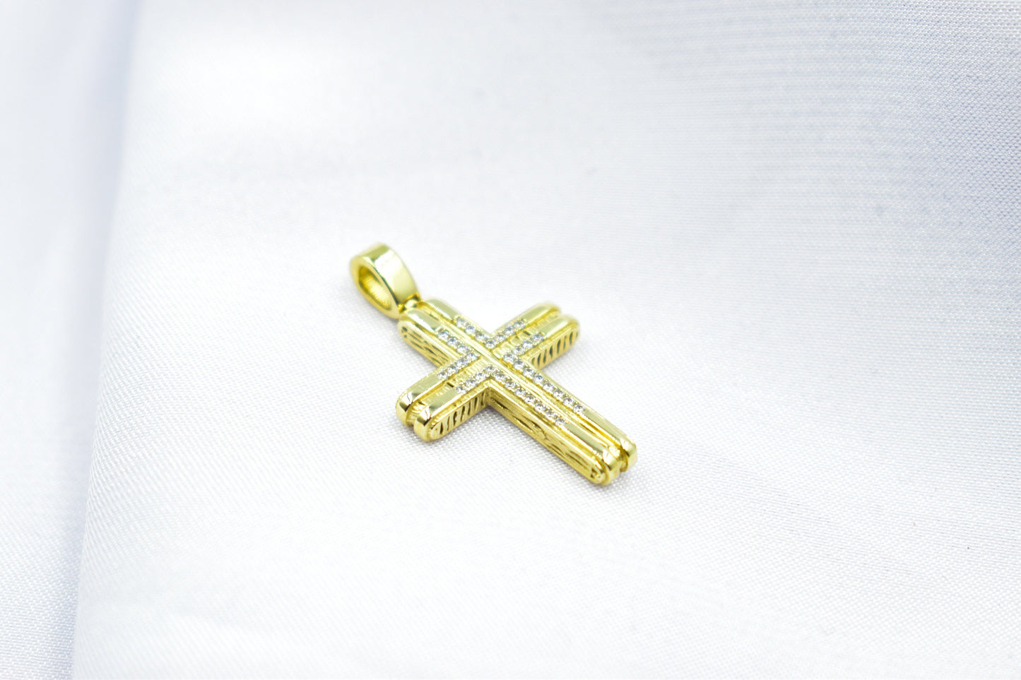 γυναικα 14K Solid Gold Cross Pendant,Necklace with Zircon,Elegant Christian Pendant,Baptism Religious Faith Jewelry,Godfather-Godmother Gift