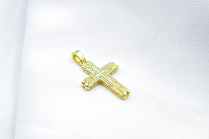 γυναικα 14K Solid Gold Cross Pendant,Necklace with Zircon,Elegant Christian Pendant,Baptism Religious Faith Jewelry,Godfather-Godmother Gift