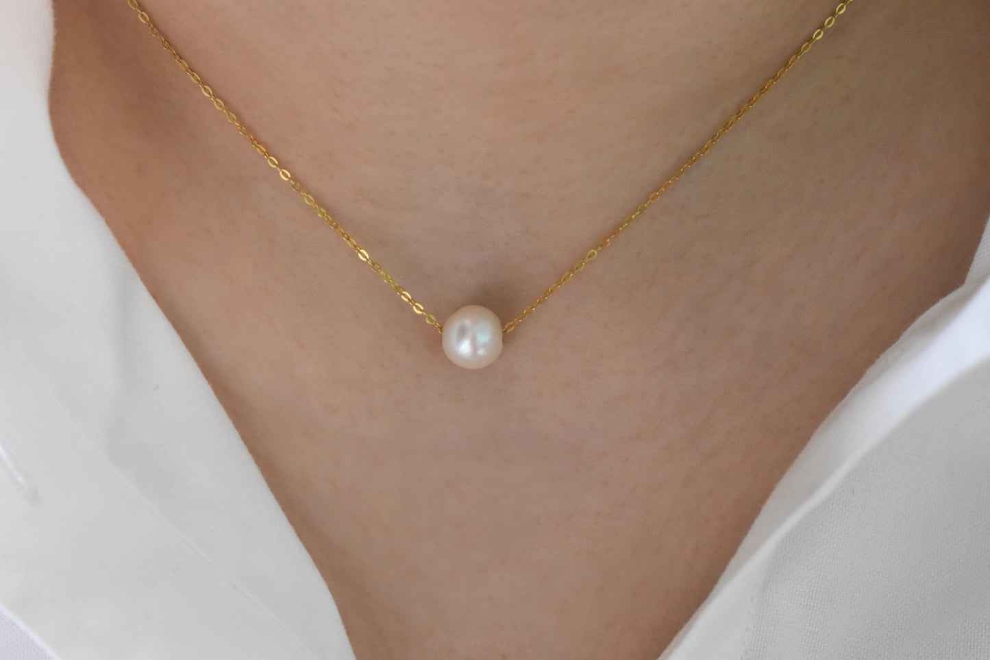 Χρυσό Κολιέ με Φυσικό Μαργαριτάρι 14Κ