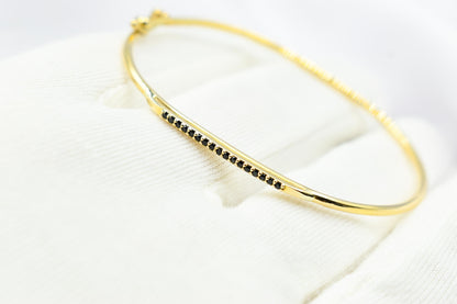 14K Solid Gold Pave Bar Bracelet,Everyday Bracelet Women,Ladies Dainty Line Bracelet,Stacking Bracelet Gift for Her,Minimal Exclusive Style