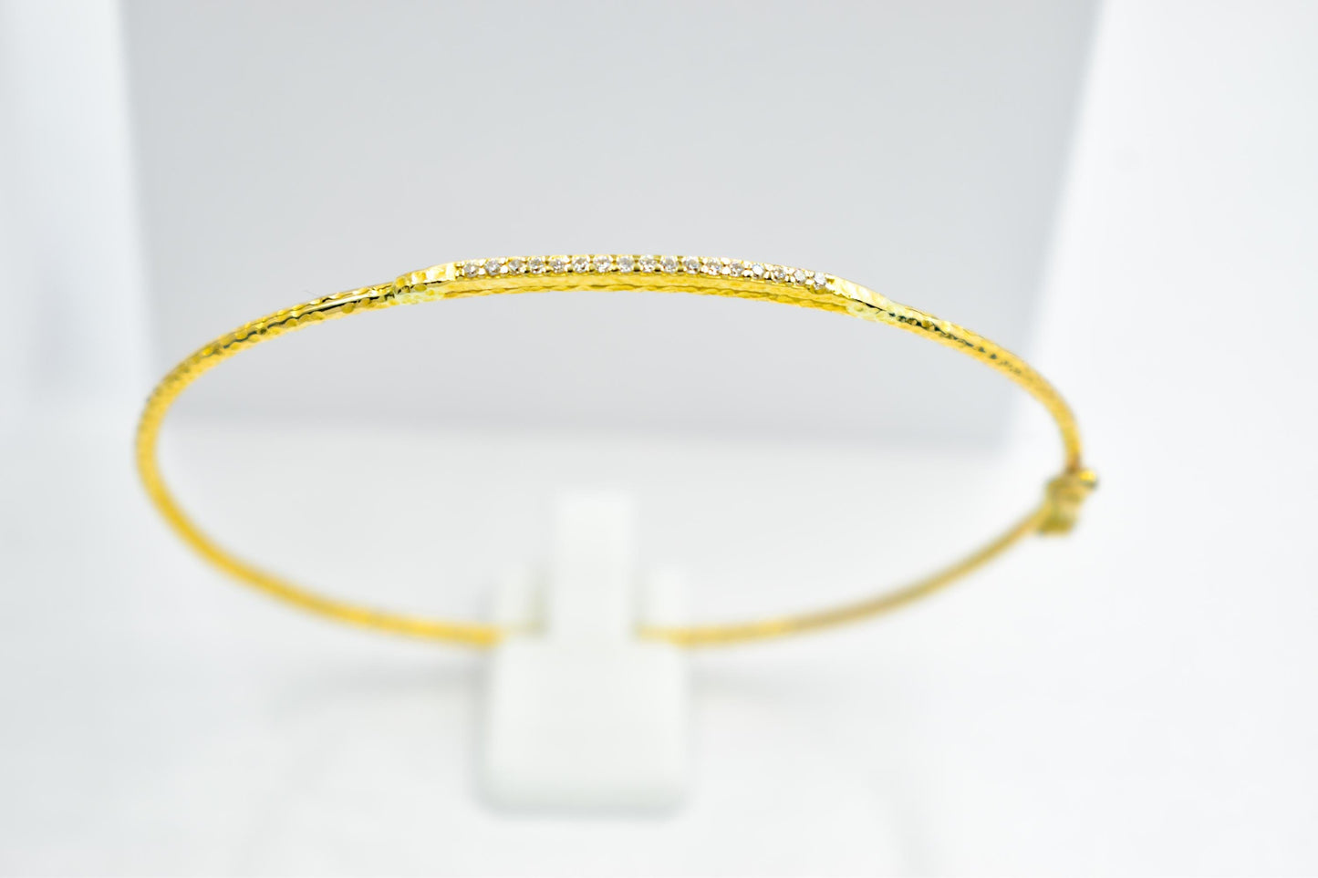 14K Gold Hammered Bar Bracelet,VVS1 Diamond or Zircon Cuff,Dainty Custom Bangle, Minimalist Stacking Gold Jewellery Gift for Her