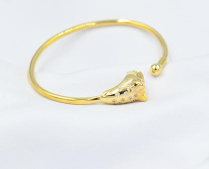 14K Panther Head Bangle Bracelet,14K Gold Bangle Panther Head Bracelet,Ancient Greece,Gold Animal Bangle,Animal Jewellery,Animal Lucky Jewel