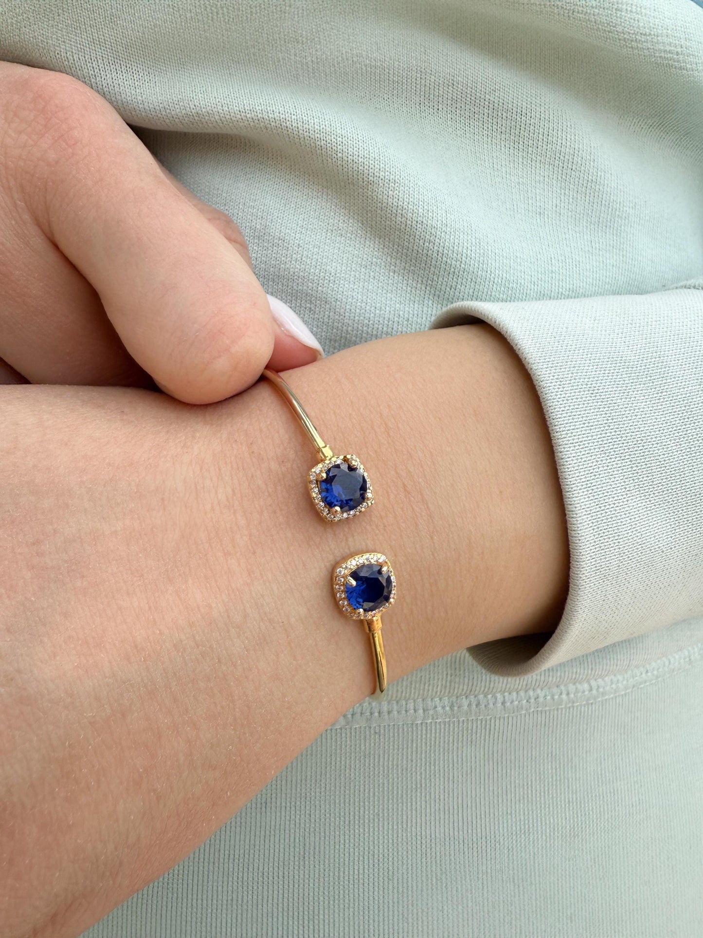 14K Gold Princess Inspired Large Blue Rosettes Bracelet,Wedding & Engagement Bracelet,Exclusive Premium Bracelet,Gift for Her