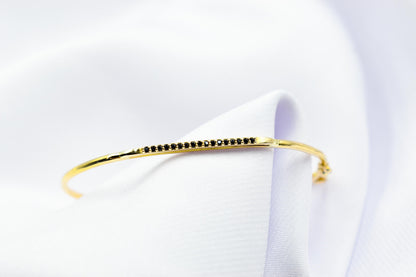 14K Solid Gold Pave Bar Bracelet,Everyday Bracelet Women,Ladies Dainty Line Bracelet,Stacking Bracelet Gift for Her,Minimal Exclusive Style