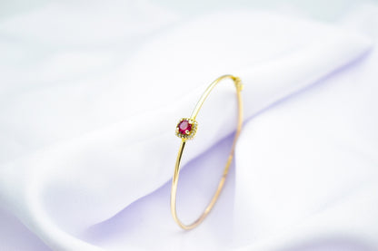 14K Gold Bangle Bracelet,Dainty Bracelet,Stackable Gold Bracelet,Personalized Bangle,Dainty Gemstone Bracelet,Cuff Bangle for Mom & Her