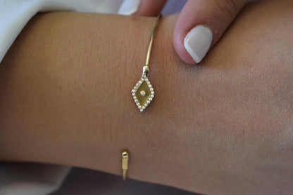 14K Gold Evil Eye Bracelet,Protective Blue Eye Jewellery,Boho Chic Collection,Gold Bangle Bracelet,Exclusive Gift for Mom & Her