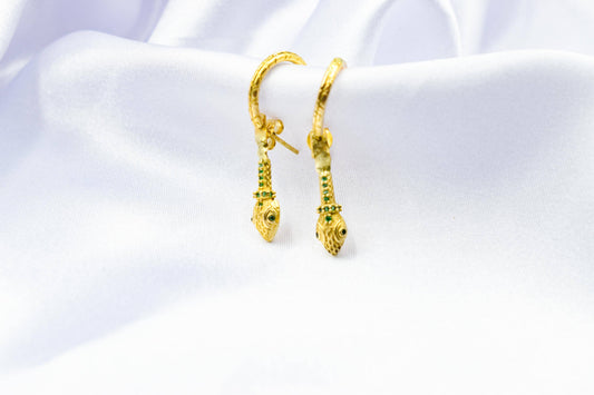 Διπλά Σκουλαρίκια Φίδι με Ζιργκόν Κ14