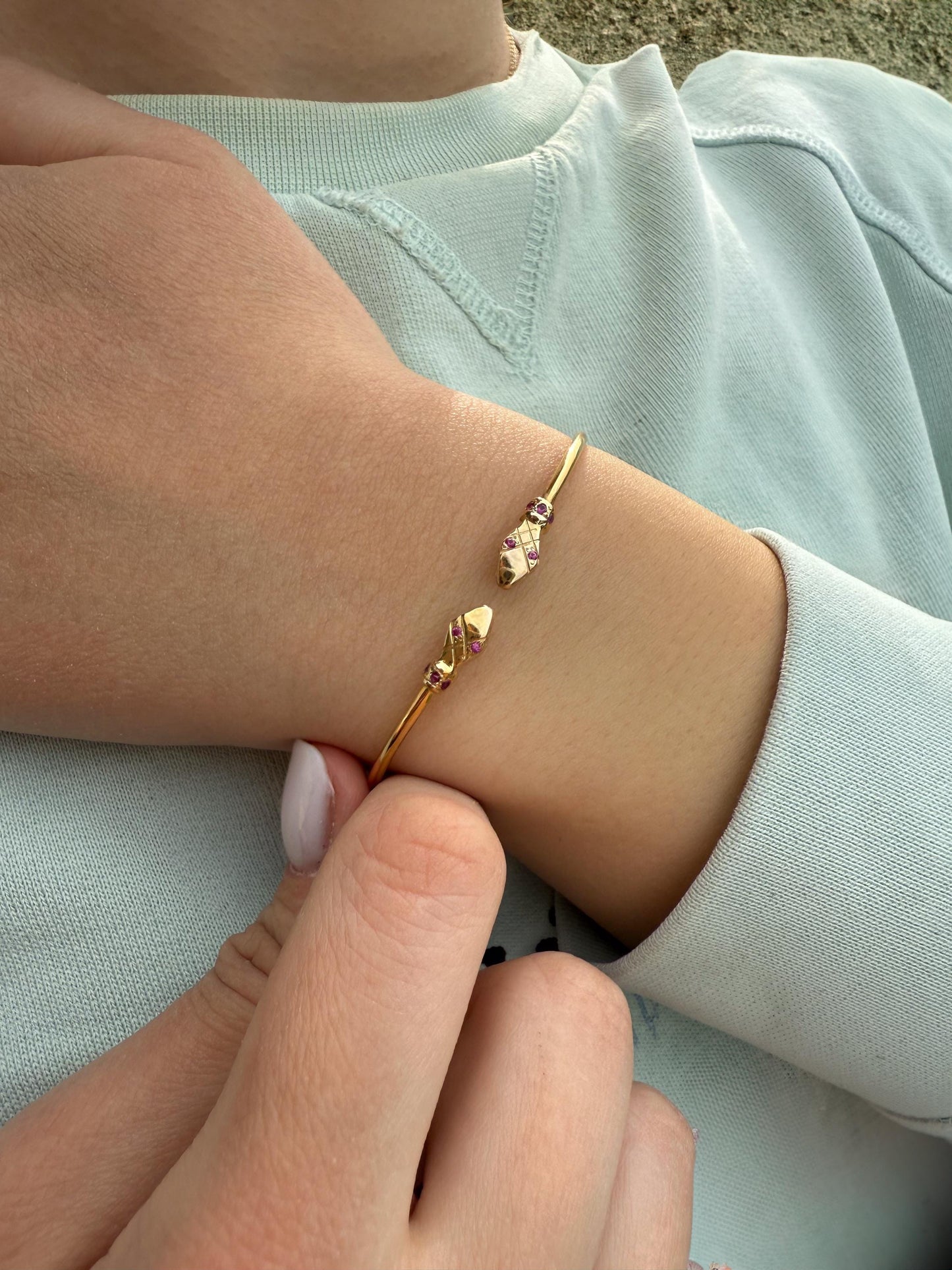 14K Snake Bracelet for Women,14K Gold Serpent Symbol Bracelet,Ancient Greek Animal Bracelet,Chinese Calendar Snake Bangle Bracelet