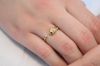14K Solid Gold Lion Ring,Symbol of Strength,Zodiac Ring,Gold Animal Collection,Gold Band,Women Stacking Ring,Minimalist Ring,Gift for Her