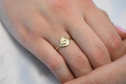 14K Solid Gold Swirl Ring,Gold Spiral Ring,Ancient Greek Jewellery,Stackable Jewellery Ring,Wedding Stacking Ring,Greek Summer Collection
